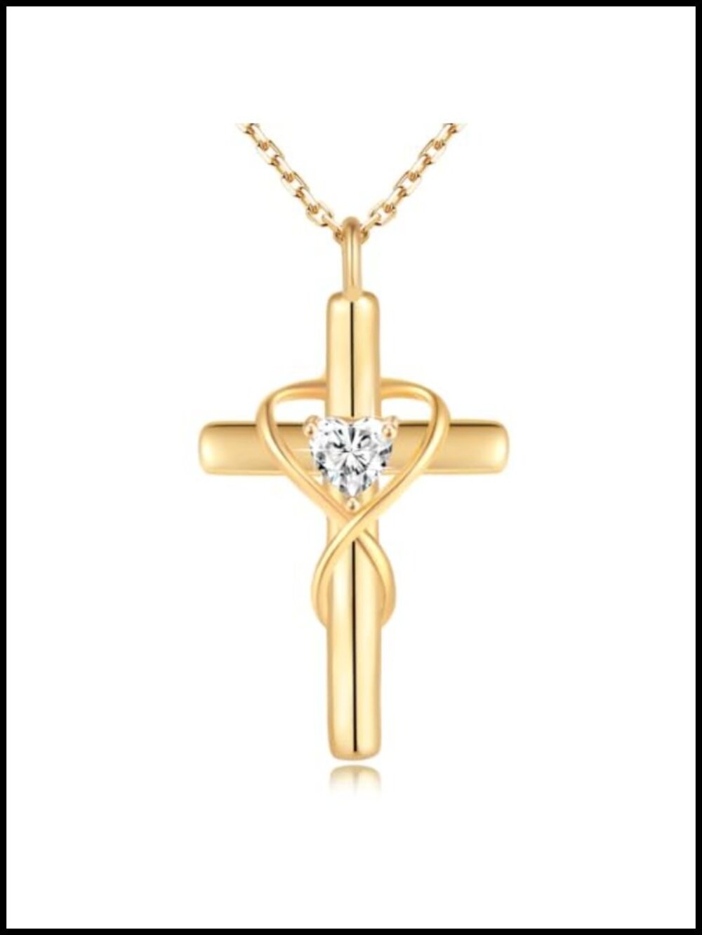 18K Gold Plated Cross Necklace 925 Sterling Silver 5A CZ Gift